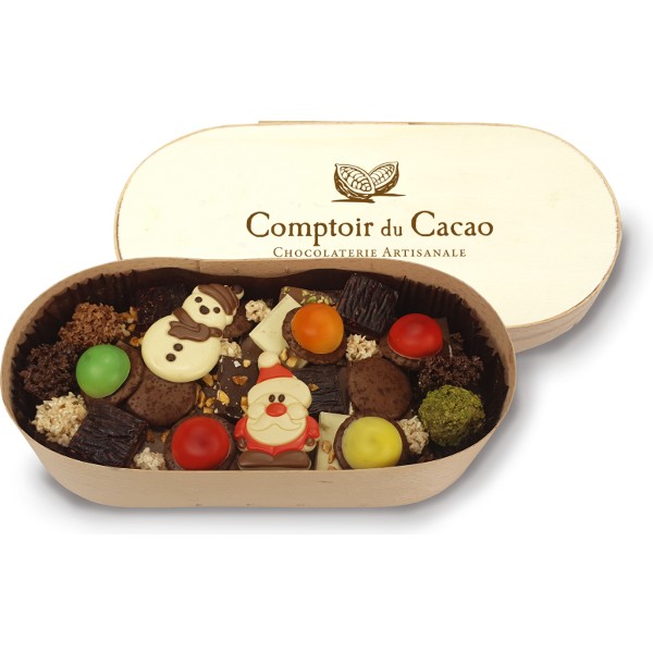 Chocolats NOËL Assortiment - Comptoir du cacao - Boite en bois 380g