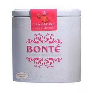 Bonbons framboise, cerise et myrtille Bonté Boite fer 70g 