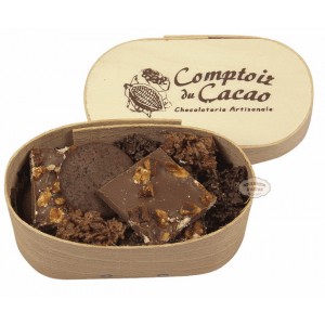 Assortiment chocolats - Comptoir du cacao - Boite en bois 60g