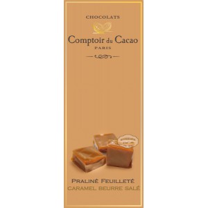 Tablette Praliné Feuilleté (Lait) Caramel au Beurre Salé - Comptoir du Cacao - 80g