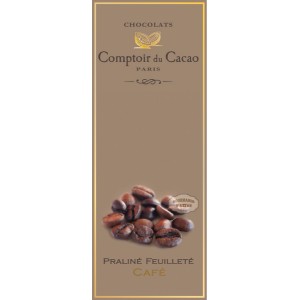 Tablette Praliné Feuilleté (Noir) Noisette & Café - Comptoir du Cacao - 80g