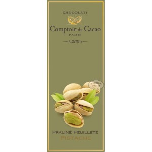 Tablette Praliné Feuilleté (Lait) Noisette & Pistache - Comptoir du Cacao - 80g