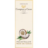 Tablette Chocolat blanc Praliné Feuilleté Noisette & Noix de Coco Comptoir du Cacao - 100g