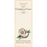 Tablette Chocolat blanc Praliné Feuilleté Noisette & Noix de Coco Comptoir du Cacao - 100g
