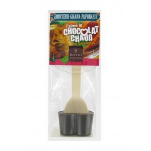 Chocolat chaud NOIR 73% Equateur, Ghana & Papouasie - Cuillère bois Bovetti