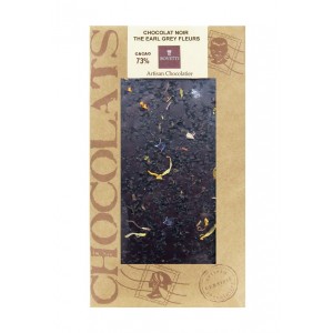 Tablette chocolat noir au thé Earl Grey & Fleurs de mauve - Bovetti