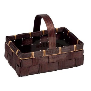 Petit Panier bambou anses fixes Chocolat (18x12x 6/13).