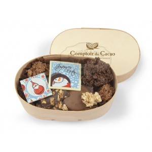 Chocolats NOËL Assortiment  - Comptoir du cacao - Boite en bois 120g