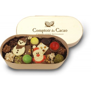 Chocolats NOËL Assortiment  - Comptoir du cacao - Boite en bois 300g