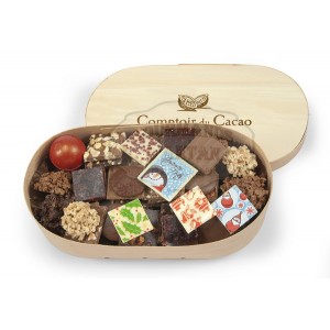 Chocolats NOËL Assortiment  - Comptoir du cacao - Boite en bois 380g