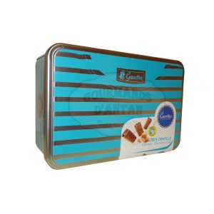 Crêpes dentelle Gavottes Chocolat LAIT & CARAMEL - Boite fer "Marin Bleu"  200g