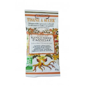 Biopastilles de tisane à sucer GINGEMBRE - CANELLE biologique - 15g (25 pastilles)