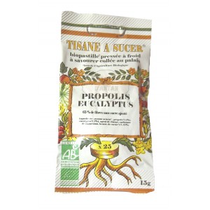 Biopastilles de tisane à sucer PROPOLIS - EUCALYPTUS biologique - 15g (25 pastilles)