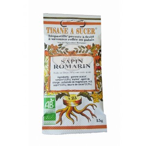 Biopastilles de tisane à sucer SAPIN - ROMARIN biologique - 15g (25 pastilles)