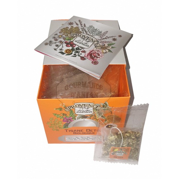 Cube en métal tisane bio : 24 sachets tisane détox 60 gr