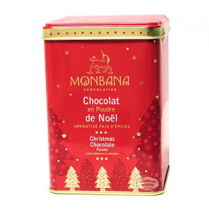 Monbana chocolat en poudre de Noël arôme Pain d'Epices - Boite fer collector  250g