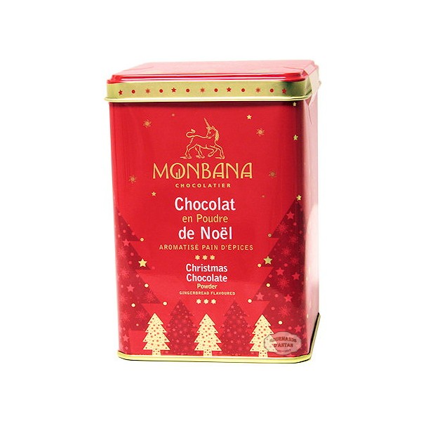 Monbana chocolat en poudre de Noël arôme Pain d'Epices - Boite fer  collector 250g - Gourmands d'Antan